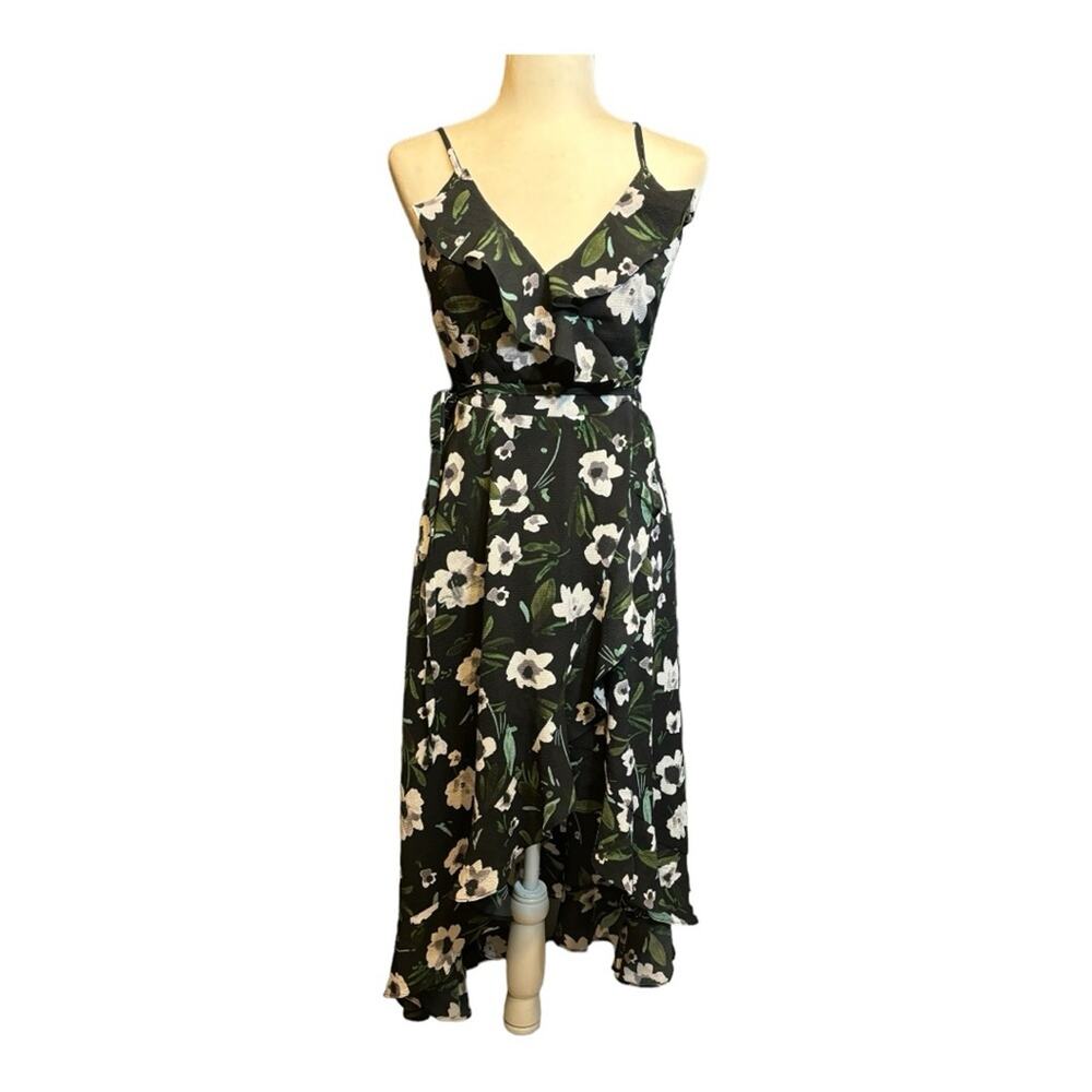 NWT Bebe Black Floral Wrap Dress Size XS  DD0566